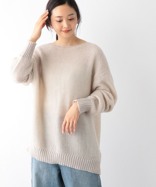 GLOBAL WORK(グローバルワーク)の「モヘアライクボートネックプルオーバー/174595(ニット/セーター・レディース・グレイッシュベージュ/ブルー/ベージュ・FREE)」の11枚目の写真