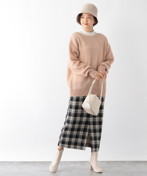 GLOBAL WORK(グローバルワーク)の「モヘアライクボートネックプルオーバー/174595(ニット/セーター・レディース・グレイッシュベージュ/ブルー/ベージュ・FREE)」の13枚目の写真
