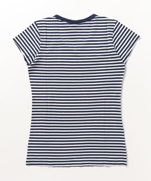 G-STAR(ジースター)の「EYBEN STRIPE SLIM V-NECK TOP/ストライプT/ワンポイント(Tシャツ/カットソー・レディース・ストライプ・SMALL/X-SMALL/MEDIUM)」の8枚目の写真