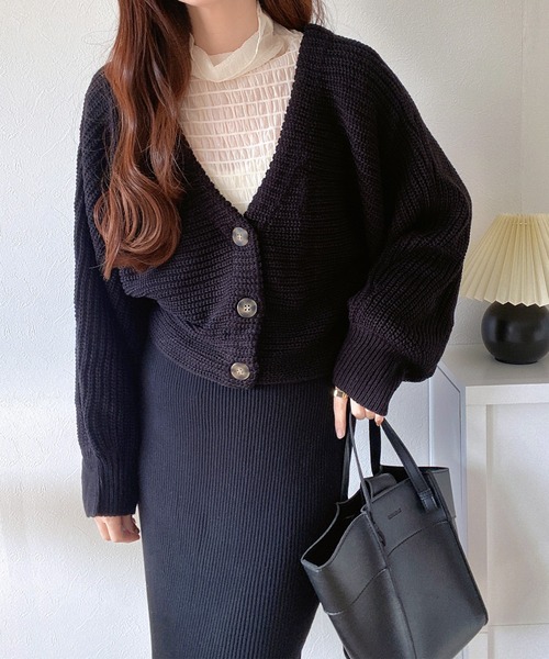 mily bilet(ミウィビレット)の「【mily bilet】グラデが美しいモテニット。V開きクロップドカーディガン(カーディガン/ボレロ・レディース・ブラック/アイボリー/ピンク系/ブルー系その他・LARGE/MEDIUM/SMALL/X-LARGE)」の22枚目の写真