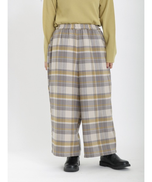 Samansa Mos2（サマンサ モスモス）の「ウールライクカルゼ柄アソートワイドパンツ（その他パンツ・レディース・チャコールグレー/グレー/ブラック/イエロー/キナリ・ﾌﾘ-）」の5枚目の写真