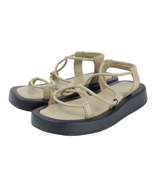 フェイクレザーコードナローサンダル