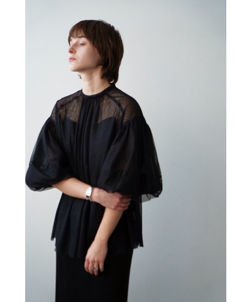 CLANE（クラネ）の「CLANE/クラネ/SHEER TULLE BALLOON SLEEVE TOPS（その他トップス・レディース・アイボリー/ブラック・1）」の14枚目の写真