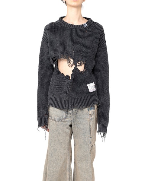 Maison MIHARA YASUHIRO(メゾンミハラヤスヒロ)の「Distressed Knit Pullover(ニット/セーター・レディース・ブラック/ピンク/ベージュ・FREE)」の4枚目の写真