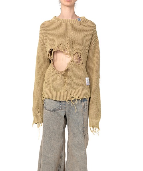 Maison MIHARA YASUHIRO(メゾンミハラヤスヒロ)の「Distressed Knit Pullover(ニット/セーター・レディース・ブラック/ピンク/ベージュ・FREE)」の10枚目の写真