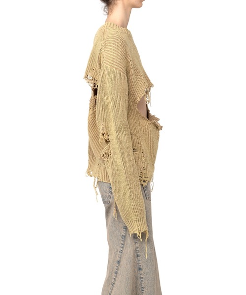 Maison MIHARA YASUHIRO(メゾンミハラヤスヒロ)の「Distressed Knit Pullover(ニット/セーター・レディース・ブラック/ピンク/ベージュ・FREE)」の13枚目の写真