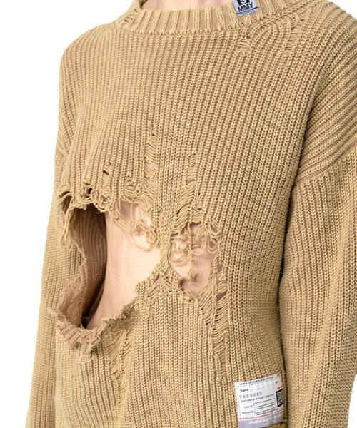 Maison MIHARA YASUHIRO(メゾンミハラヤスヒロ)の「Distressed Knit Pullover(ニット/セーター・レディース・ブラック/ピンク/ベージュ・FREE)」の14枚目の写真