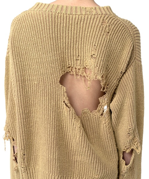 Maison MIHARA YASUHIRO(メゾンミハラヤスヒロ)の「Distressed Knit Pullover(ニット/セーター・レディース・ブラック/ピンク/ベージュ・FREE)」の15枚目の写真