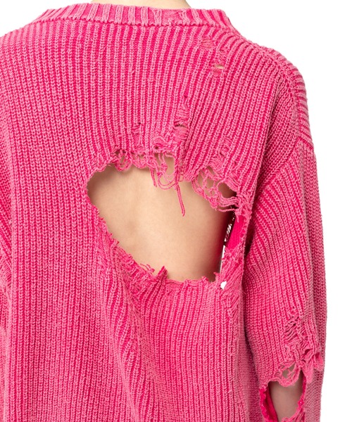 Maison MIHARA YASUHIRO(メゾンミハラヤスヒロ)の「Distressed Knit Pullover(ニット/セーター・レディース・ブラック/ピンク/ベージュ・FREE)」の21枚目の写真
