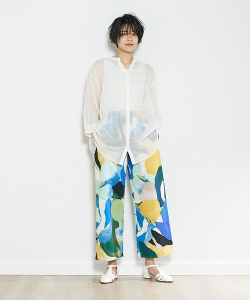 INED CLARO（イネドクラロ）の「プリントストレートパンツ（その他パンツ・レディース・ブルー/ベージュ・フリー）」の3枚目の写真