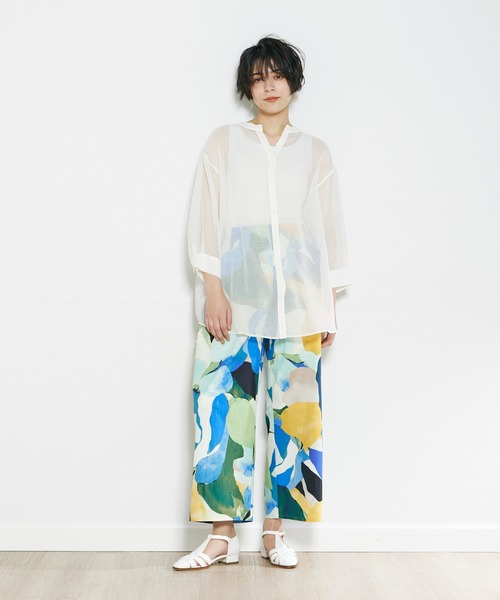 INED CLARO（イネドクラロ）の「プリントストレートパンツ（その他パンツ・レディース・ブルー/ベージュ・フリー）」の4枚目の写真