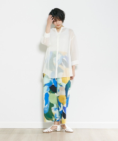 INED CLARO（イネドクラロ）の「プリントストレートパンツ（その他パンツ・レディース・ブルー/ベージュ・フリー）」の5枚目の写真