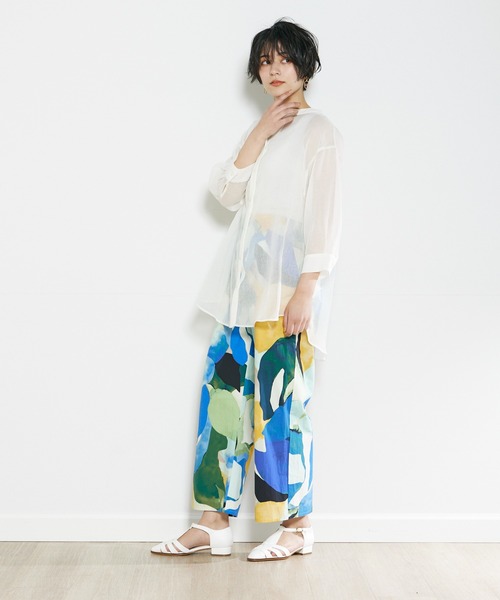 INED CLARO（イネドクラロ）の「プリントストレートパンツ（その他パンツ・レディース・ブルー/ベージュ・フリー）」の6枚目の写真