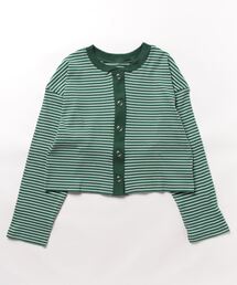 Per sist ence/パーシエンス　ボーダーリブクロップドカーディガン