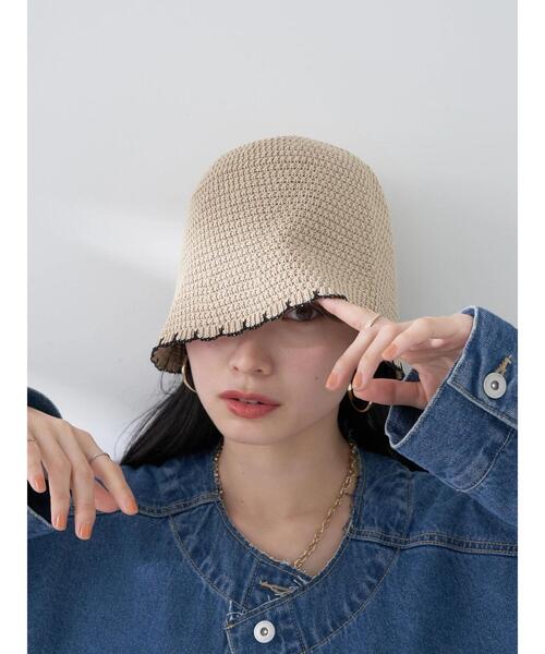 earth music&ecology（アースミュージックアンドエコロジー）の「スカラップチューリップハット（ハット・レディース・ベージュ/ブラック/ラベンダー・FREE）」の5枚目の写真