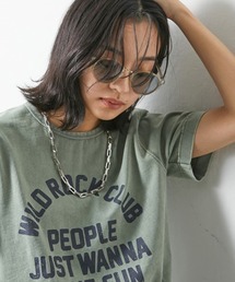 ＜大きいサイズ＞綿100％ロゴプリントピグメントTシャツ シックスタイル
