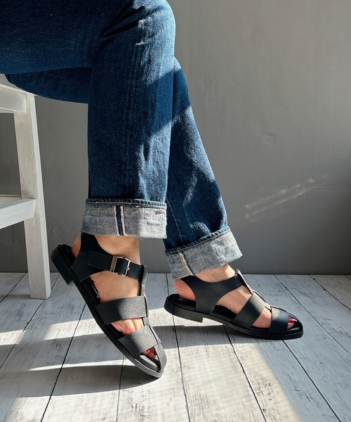 Noubel Voug Relax（ヌーベルヴォーグリラックス）の「ローヒールグルカサンダル（サンダル・レディース・アイボリー/ブラック・LL/S/L/M）」の8枚目の写真