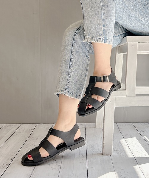 Noubel Voug Relax（ヌーベルヴォーグリラックス）の「ローヒールグルカサンダル（サンダル・レディース・アイボリー/ブラック・LL/S/L/M）」の22枚目の写真