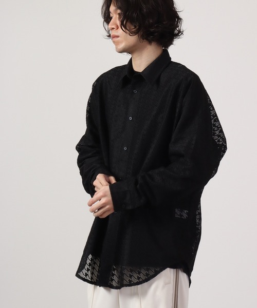 REGIEVO（レジエボ）の「Checked mesh long sleeve shirt / チェックメッシュシャツ（シャツ/ブラウス・メンズ・オフホワイト/ブラック・M/L）」の16枚目の写真