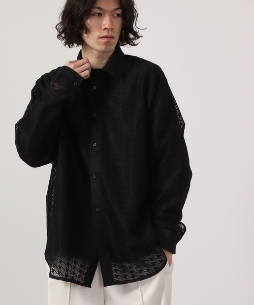 REGIEVO（レジエボ）の「Checked mesh long sleeve shirt / チェックメッシュシャツ（シャツ/ブラウス・メンズ・オフホワイト/ブラック・M/L）」の15枚目の写真