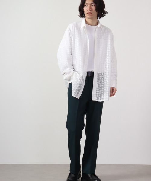 REGIEVO（レジエボ）の「Checked mesh long sleeve shirt / チェックメッシュシャツ（シャツ/ブラウス・メンズ・オフホワイト/ブラック・M/L）」の6枚目の写真