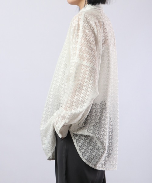 REGIEVO（レジエボ）の「Checked mesh long sleeve shirt / チェックメッシュシャツ（シャツ/ブラウス・メンズ・オフホワイト/ブラック・M/L）」の10枚目の写真