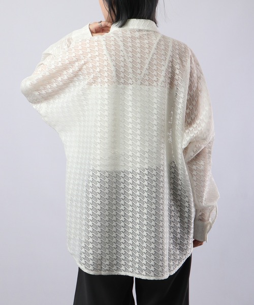 REGIEVO（レジエボ）の「Checked mesh long sleeve shirt / チェックメッシュシャツ（シャツ/ブラウス・メンズ・オフホワイト/ブラック・M/L）」の12枚目の写真