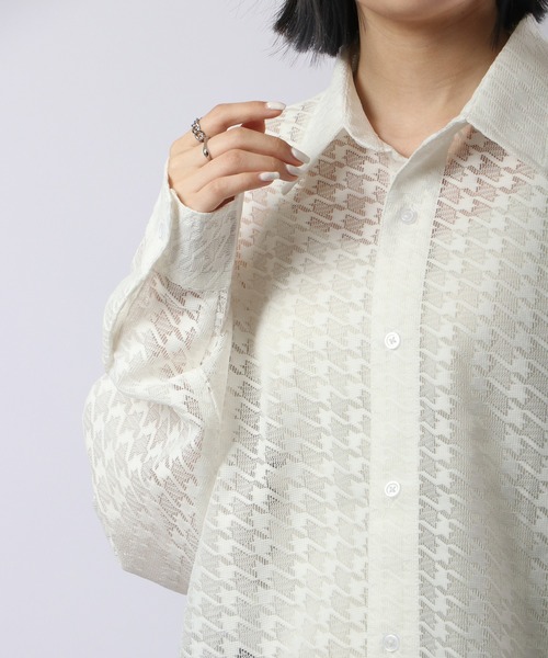 REGIEVO（レジエボ）の「Checked mesh long sleeve shirt / チェックメッシュシャツ（シャツ/ブラウス・メンズ・オフホワイト/ブラック・M/L）」の14枚目の写真