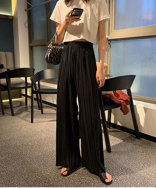 gossip!ロサンゼルス(ゴシップロサンゼルス)の「プリーツロングパンツ(その他パンツ・レディース・ブラック/ダークグレー・FREE)」の8枚目の写真