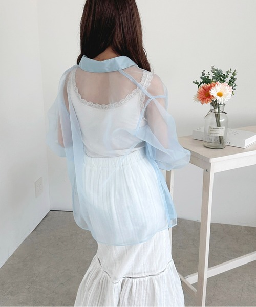 apres jour（アプレジュール）の「オーガンジーシアーシャツ【ZOZOTOWN限定アイテム】（シャツ/ブラウス・レディース・ピンク/ブルー/ブラック・X-LARGE/フリー）」の5枚目の写真