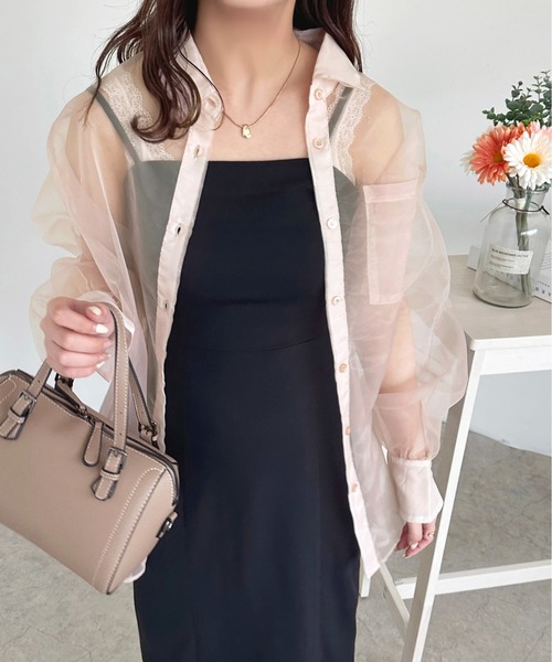 apres jour（アプレジュール）の「オーガンジーシアーシャツ【ZOZOTOWN限定アイテム】（シャツ/ブラウス・レディース・ピンク/ブルー/ブラック・X-LARGE/フリー）」の8枚目の写真