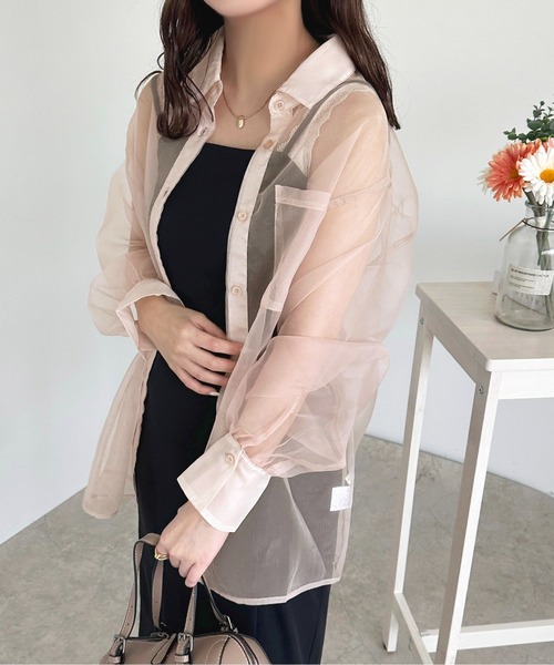 apres jour（アプレジュール）の「オーガンジーシアーシャツ【ZOZOTOWN限定アイテム】（シャツ/ブラウス・レディース・ピンク/ブルー/ブラック・X-LARGE/フリー）」の10枚目の写真