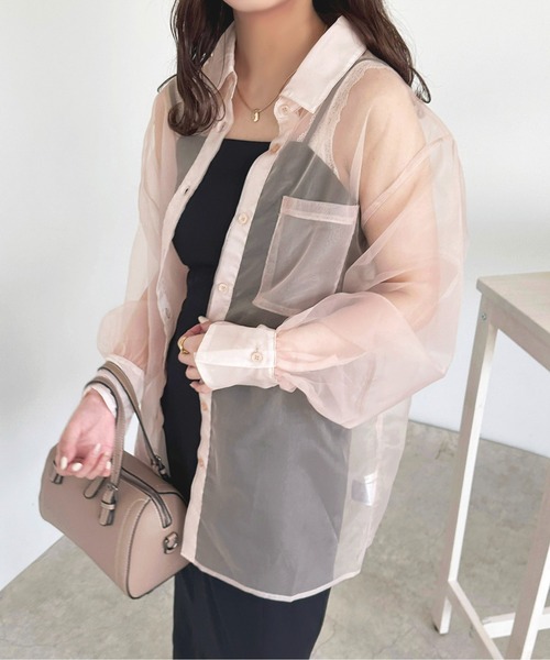 apres jour（アプレジュール）の「オーガンジーシアーシャツ【ZOZOTOWN限定アイテム】（シャツ/ブラウス・レディース・ピンク/ブルー/ブラック・X-LARGE/フリー）」の11枚目の写真