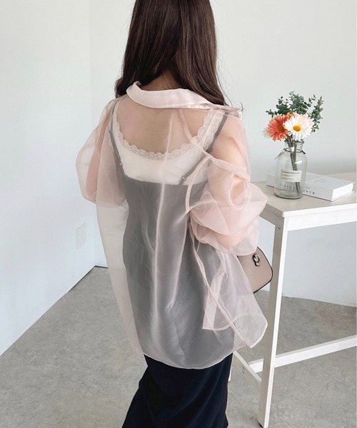 apres jour（アプレジュール）の「オーガンジーシアーシャツ【ZOZOTOWN限定アイテム】（シャツ/ブラウス・レディース・ピンク/ブルー/ブラック・X-LARGE/フリー）」の12枚目の写真