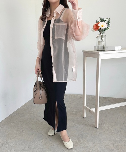 apres jour（アプレジュール）の「オーガンジーシアーシャツ【ZOZOTOWN限定アイテム】（シャツ/ブラウス・レディース・ピンク/ブルー/ブラック・X-LARGE/フリー）」の13枚目の写真