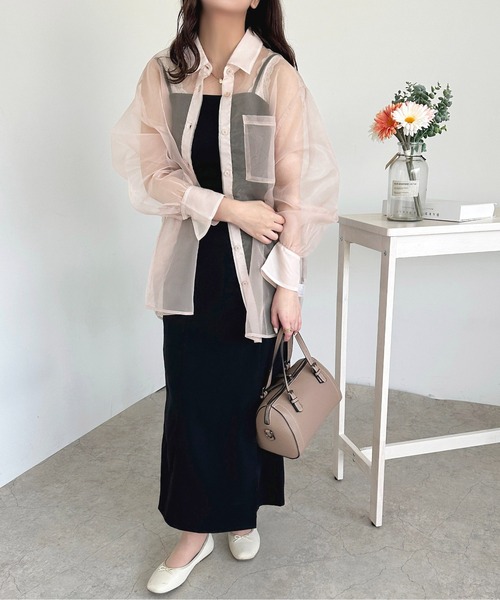 apres jour（アプレジュール）の「オーガンジーシアーシャツ【ZOZOTOWN限定アイテム】（シャツ/ブラウス・レディース・ピンク/ブルー/ブラック・X-LARGE/フリー）」の14枚目の写真