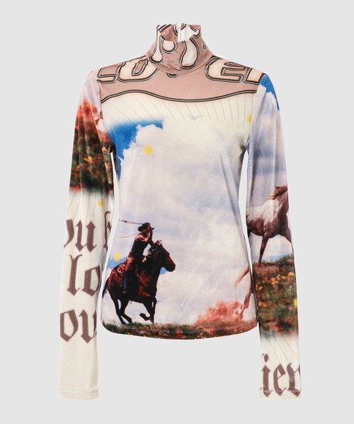 YOHEI OHNO(ヨウヘイオオノ)の「Graphic Velour High Neck(Tシャツ/カットソー・レディース・ホワイト系その他/パープル系その他/ライトブルー/ブルー系その他・36)」の2枚目の写真