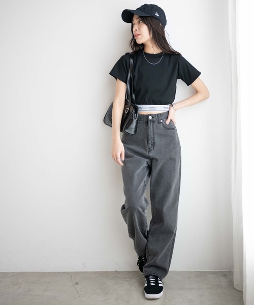 WEGO(ウィゴー)の「WEGO/ロゴテープリブT(Tシャツ/カットソー・レディース・ホワイト/ブラック・FREE)」の4枚目の写真