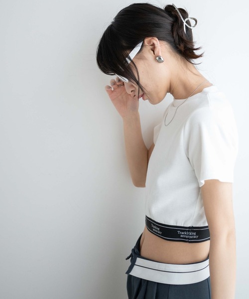 WEGO(ウィゴー)の「WEGO/ロゴテープリブT(Tシャツ/カットソー・レディース・ホワイト/ブラック・FREE)」の10枚目の写真