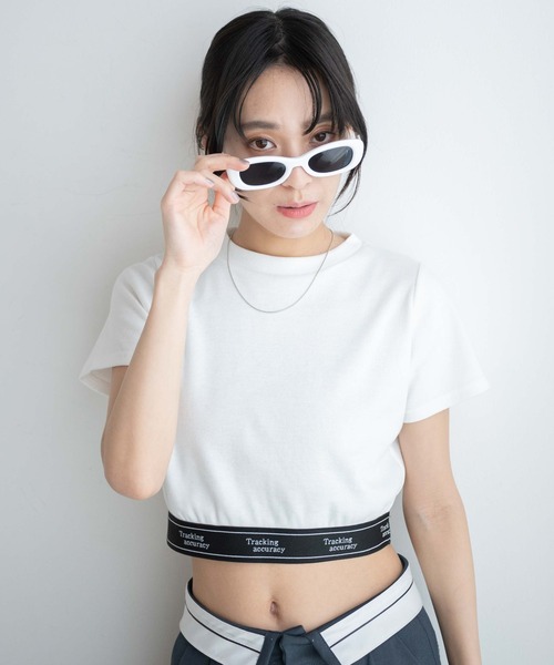WEGO(ウィゴー)の「WEGO/ロゴテープリブT(Tシャツ/カットソー・レディース・ホワイト/ブラック・FREE)」の12枚目の写真