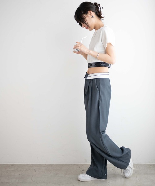 WEGO(ウィゴー)の「WEGO/ロゴテープリブT(Tシャツ/カットソー・レディース・ホワイト/ブラック・FREE)」の13枚目の写真