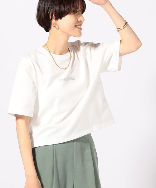 NOLLEY’S Sophi(ノーリーズソフィ)の「ショート丈ロゴTシャツ(Tシャツ/カットソー・レディース・ホワイト系その他4/オフホワイト/チャコールグレー・38)」の7枚目の写真
