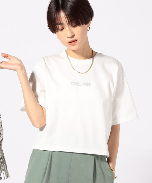 NOLLEY’S Sophi(ノーリーズソフィ)の「ショート丈ロゴTシャツ(Tシャツ/カットソー・レディース・ホワイト系その他4/オフホワイト/チャコールグレー・38)」の8枚目の写真