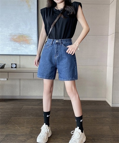 FREE STYLISTS(フリー スタイリスト)の「レディース デニムショートパンツ(デニムパンツ・レディース・ライトブルー/ブルー・S/M/L/2XL/XL)」の16枚目の写真