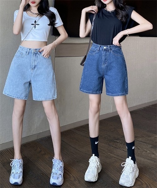 FREE STYLISTS(フリー スタイリスト)の「レディース デニムショートパンツ(デニムパンツ・レディース・ライトブルー/ブルー・S/M/L/2XL/XL)」の10枚目の写真