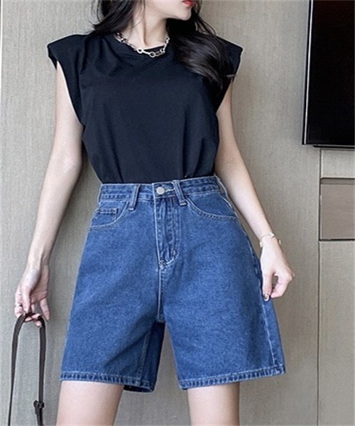 FREE STYLISTS(フリー スタイリスト)の「レディース デニムショートパンツ(デニムパンツ・レディース・ライトブルー/ブルー・S/M/L/2XL/XL)」の5枚目の写真