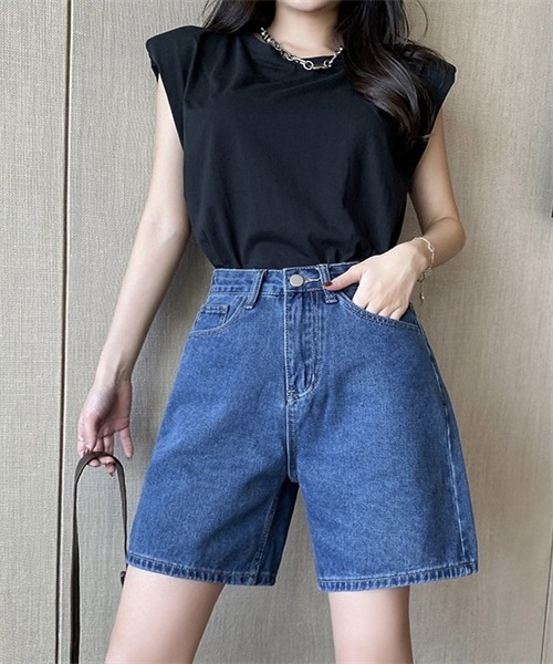 FREE STYLISTS(フリー スタイリスト)の「レディース デニムショートパンツ(デニムパンツ・レディース・ライトブルー/ブルー・S/M/L/2XL/XL)」の4枚目の写真