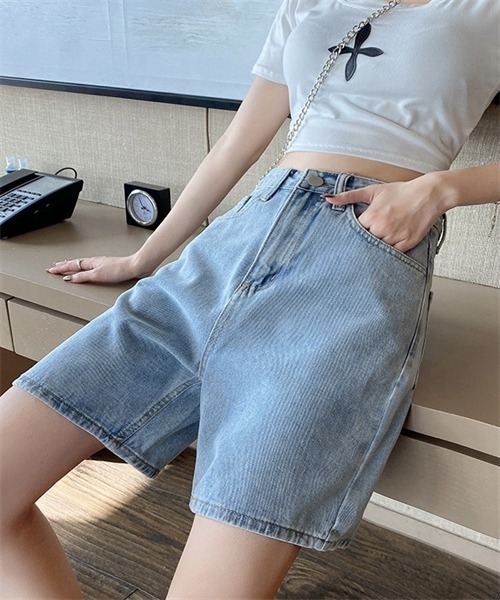 FREE STYLISTS(フリー スタイリスト)の「レディース デニムショートパンツ(デニムパンツ・レディース・ライトブルー/ブルー・S/M/L/2XL/XL)」の14枚目の写真