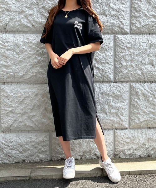 GLAMOROUS JANE(グラマラスジェーン)の「ワッペンバックプリントTシャツワンピース(ワンピース・レディース・杢グレー/カーキ/チャコールグレー/ブラック・FREE)」の8枚目の写真