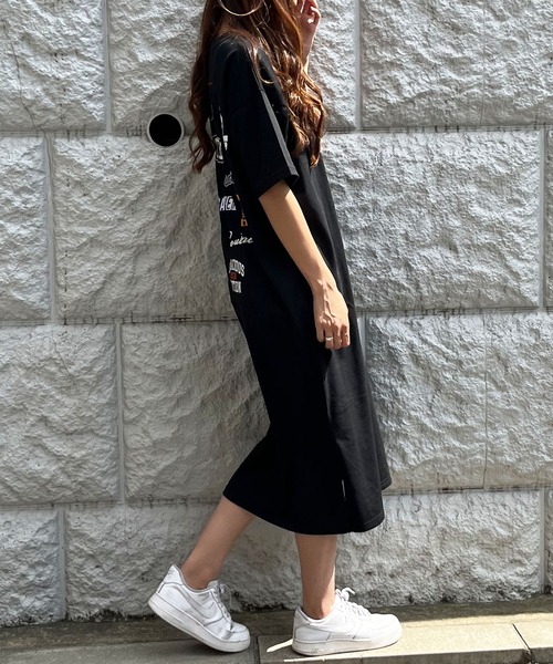 GLAMOROUS JANE(グラマラスジェーン)の「ワッペンバックプリントTシャツワンピース(ワンピース・レディース・杢グレー/カーキ/チャコールグレー/ブラック・FREE)」の9枚目の写真